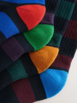 Rich Blue/Green/Red Stripe Pattern - Verpakking van 4 sportsokken