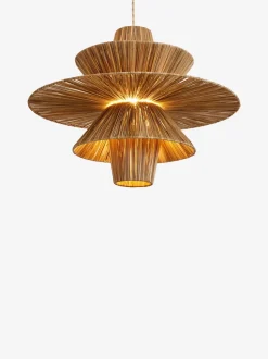 Rieten plafondlamp met gemakkelijk te monteren kap