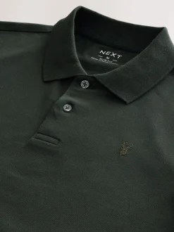 Rijk olijfgroen - Slim Fit - Piqué poloshirt met korte mouwen
