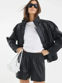 River Island Elasticated Faux Leather Shorts