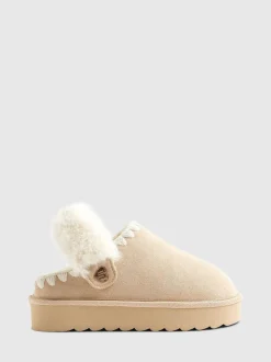 River Island Fur Strap Whipstch Slippers