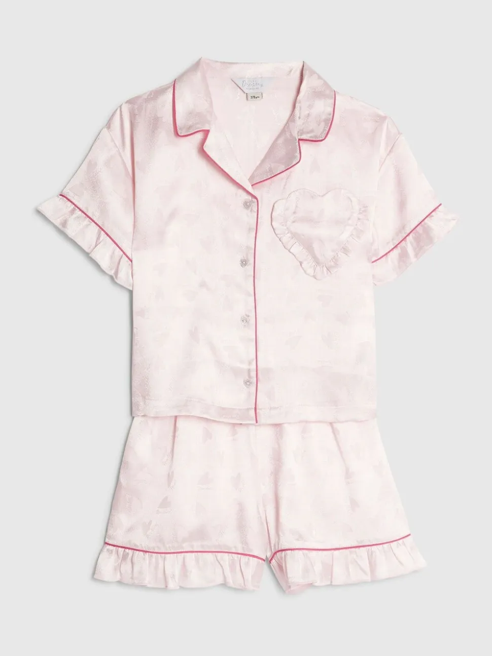 River Island Girls Satin Shirt & Short Pyjamas Set