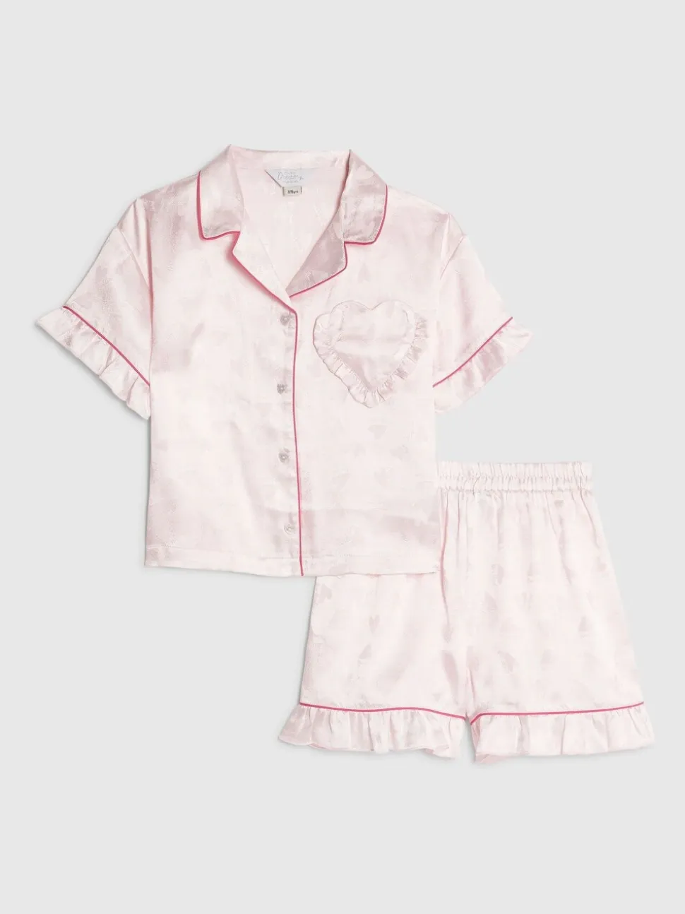 River Island Girls Satin Shirt & Short Pyjamas Set