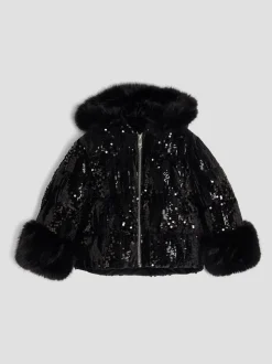 River Island Girls Sequin Puffer Coat