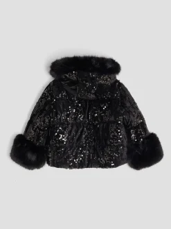 River Island Girls Sequin Puffer Coat