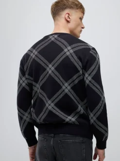 River Island Knitted Check Print Jumper