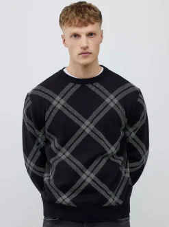 River Island Knitted Check Print Jumper
