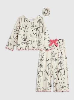 River Island Long Sleeve Mono Bow Pyjamas