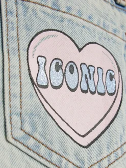 River Island Loveheart Graffiti Straight Leg Jeans