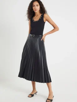 River Island midirok van imitatieleer met plooien