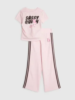 River Island Sassy Queen Ruched T-Shirt & Track Set