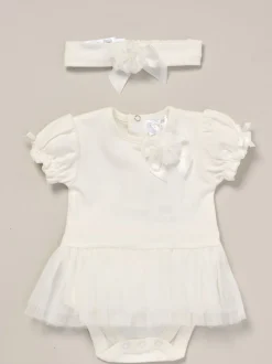 Rock-A-Bye Baby Boutique - Outfitset van witte tutu-romper met roze lintdetail en hoofdband
