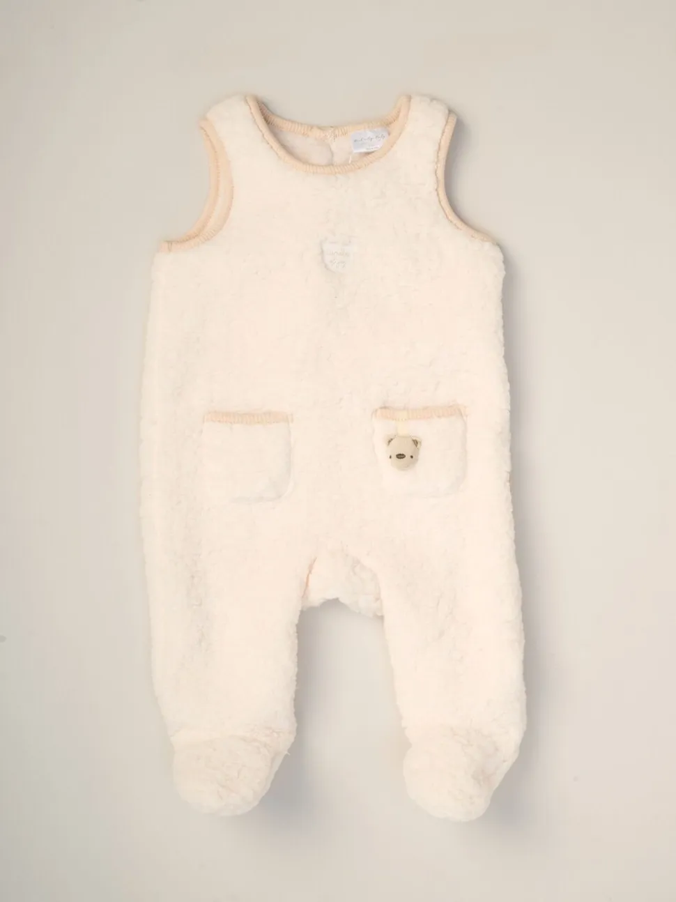 Rock-A-Bye Baby Boutique Baby Borg witte bretelbroeken bodysuit en hoedenset 3 -delig