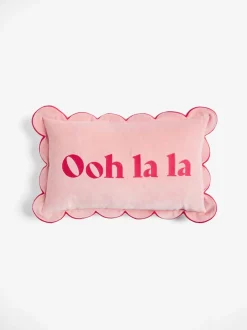 Rockett St George Ooh La La Scalloped Velvet Slogan Cushion