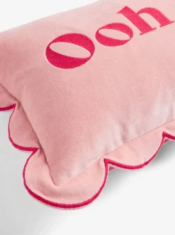 Rockett St George Ooh La La Scalloped Velvet Slogan Cushion