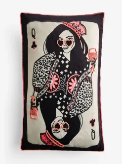 Rockett St George Queen Of Clubs fluwelen kussen met kralen