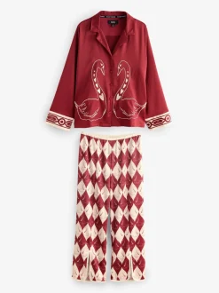 Rockett St George Textured Satin Button Through Pyjamas
