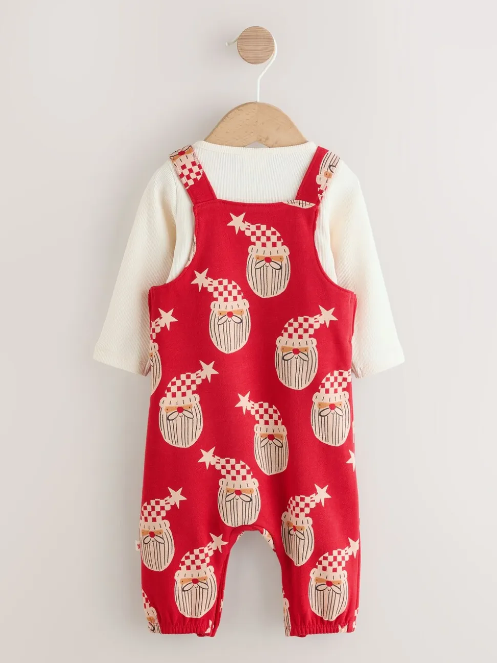 Rode kerstman - All-over Print Kerstmis Baby bretelbroekenset (0mnd-3jr)