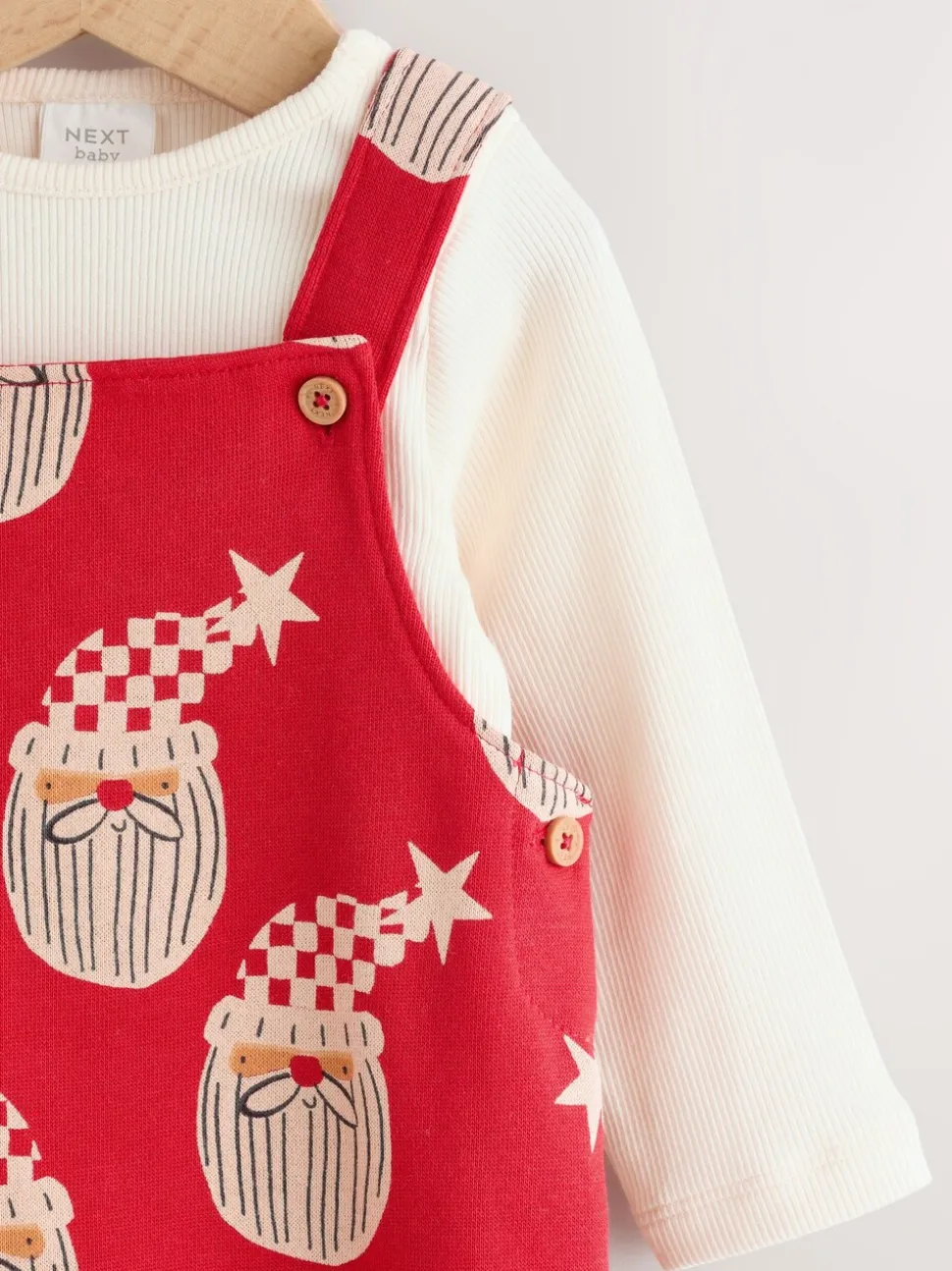 Rode kerstman - All-over Print Kerstmis Baby bretelbroekenset (0mnd-3jr)