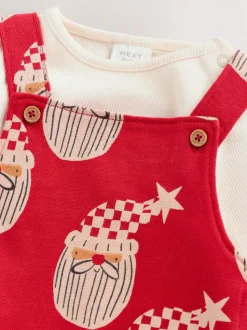 Rode kerstman - All-over Print Kerstmis Baby bretelbroekenset (0mnd-3jr)