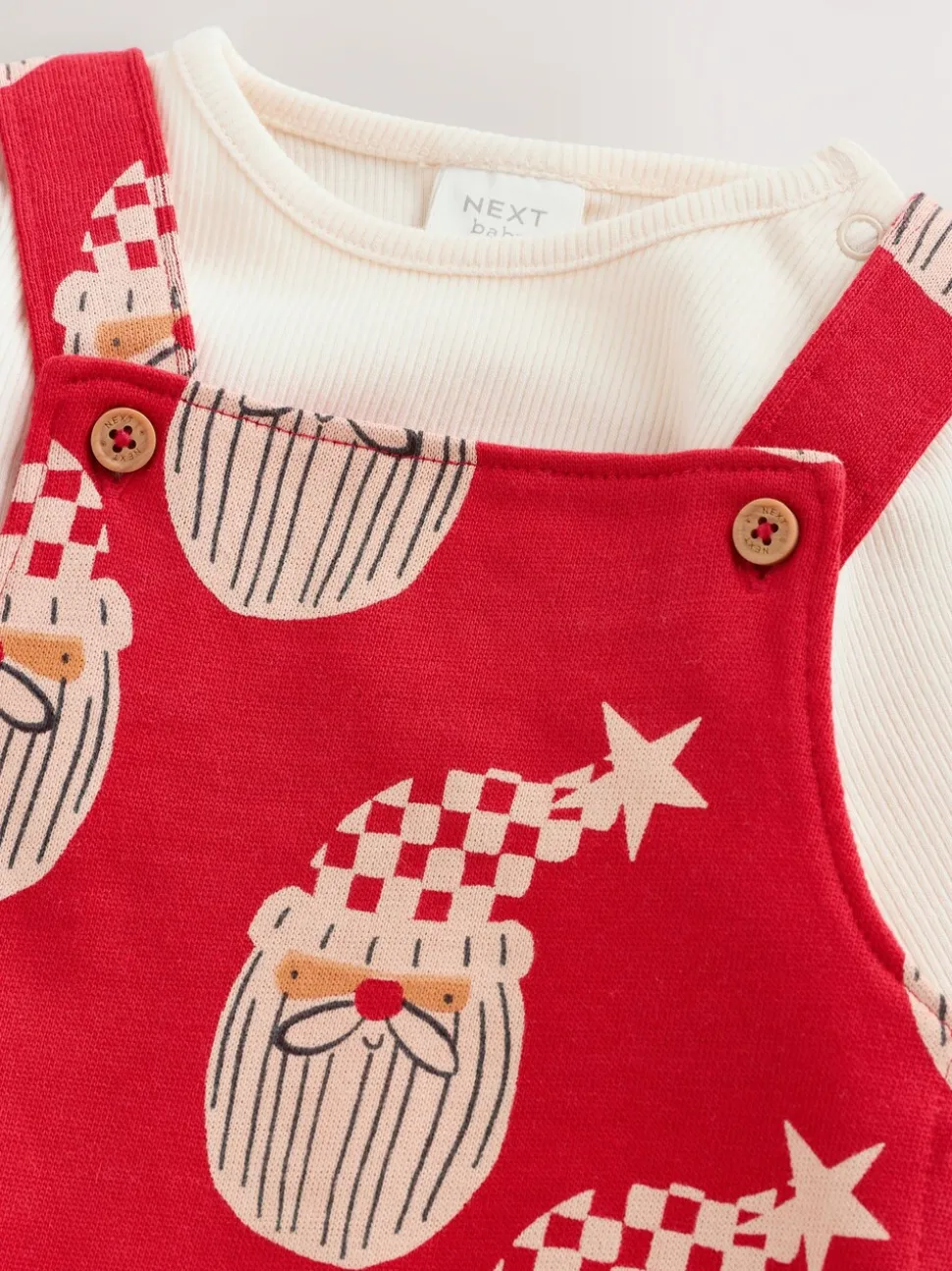 Rode kerstman - All-over Print Kerstmis Baby bretelbroekenset (0mnd-3jr)
