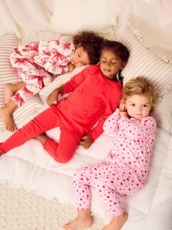 Rode strik/Hart - Verpakking van 3 knusse pyjama's (9 mnd-16 jr)