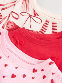 Rode strik/Hart - Verpakking van 3 knusse pyjama's (9 mnd-16 jr)