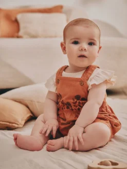 Roestbruin - Babyset van rompertje met korte mouwen en bretelbroek (0mnd -2jr)