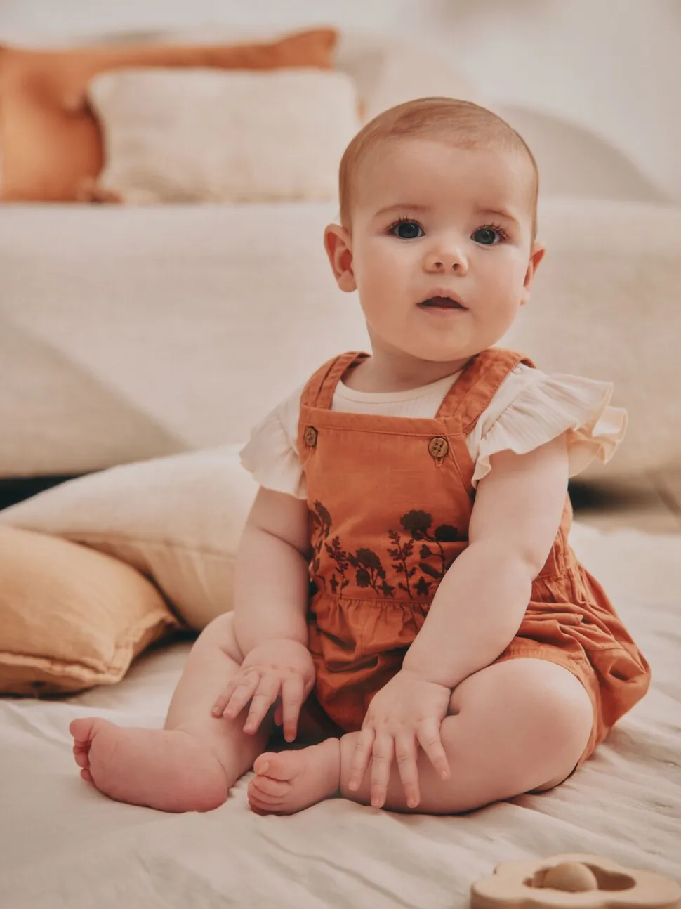 Roestbruin - Babyset van rompertje met korte mouwen en bretelbroek (0mnd -2jr)