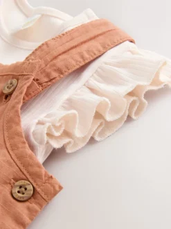 Roestbruin - Babyset van rompertje met korte mouwen en bretelbroek (0mnd -2jr)