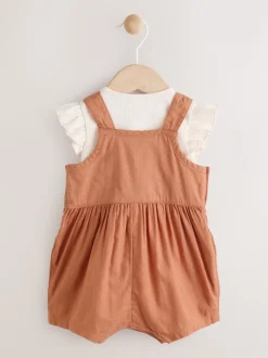 Roestbruin - Babyset van rompertje met korte mouwen en bretelbroek (0mnd -2jr)