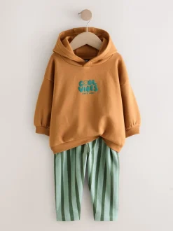 Roestbruin - Cool Vibes Printed Hoodie and Joggers Set (3mths-7yrs)