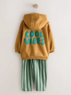 Roestbruin - Cool Vibes Printed Hoodie and Joggers Set (3mths-7yrs)