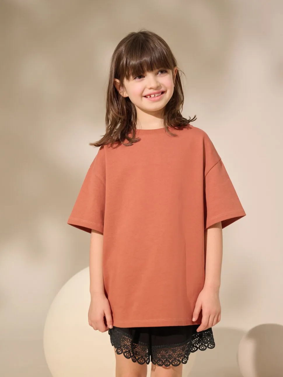 Roestbruin - Oversized zwaargewicht 100% katoenen T-shirt (3-16jaar)