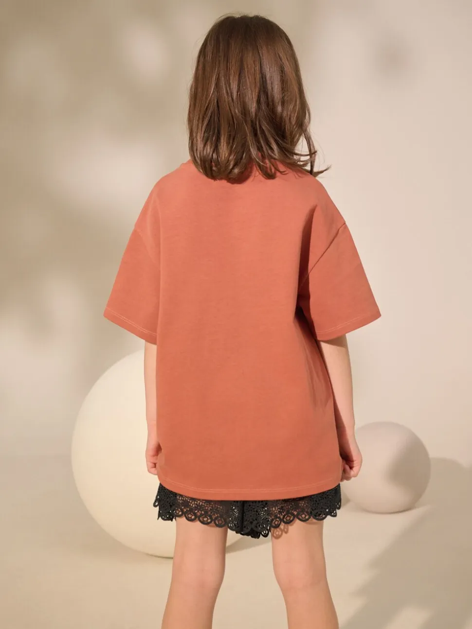 Roestbruin - Oversized zwaargewicht 100% katoenen T-shirt (3-16jaar)