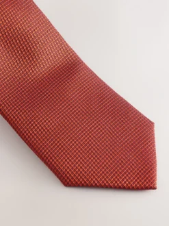 Roestbruin - Set met textuurrijke stropdas en pochet