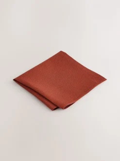 Roestbruin - Set met textuurrijke stropdas en pochet