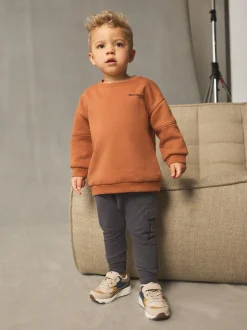 Roestbruin - Set met utility-sweatshirt en super skinny joggingbroek (3mnd-7jr)