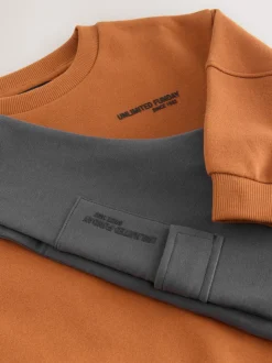 Roestbruin - Set met utility-sweatshirt en super skinny joggingbroek (3mnd-7jr)
