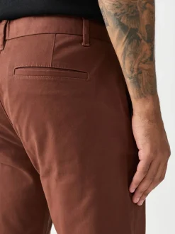 Roestbruin - Slim Fit - Stretchy chino