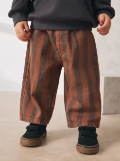 Roestbruin gestreept - Wijde broek met elastische taille (3mnd-7jr)