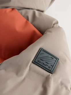 Roestbruine Kleurblokken - Regenbestendige gewatteerde jas met microfleece voering (3-17jr)