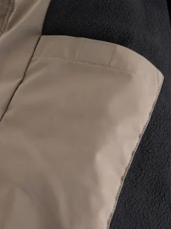 Roestbruine Kleurblokken - Regenbestendige gewatteerde jas met microfleece voering (3-17jr)