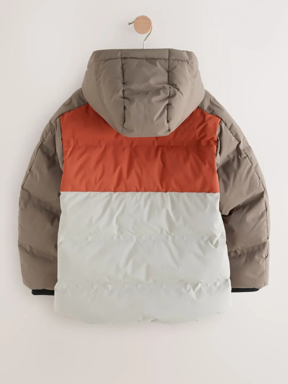 Roestbruine Kleurblokken - Regenbestendige gewatteerde jas met microfleece voering (3-17jr)