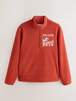 Roestoranje - Hokusai Licence Graphic Polar Fleece Zip Through Funnel Fleece