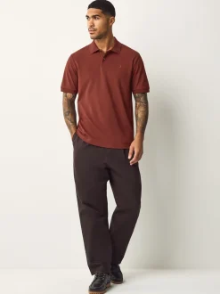 Roestrood - Normale Pasvorm - Piqué poloshirt met korte mouwen