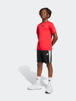 Rood - adidas Train Essentials 3-Strepen Kids T-shirt & Shorts Set