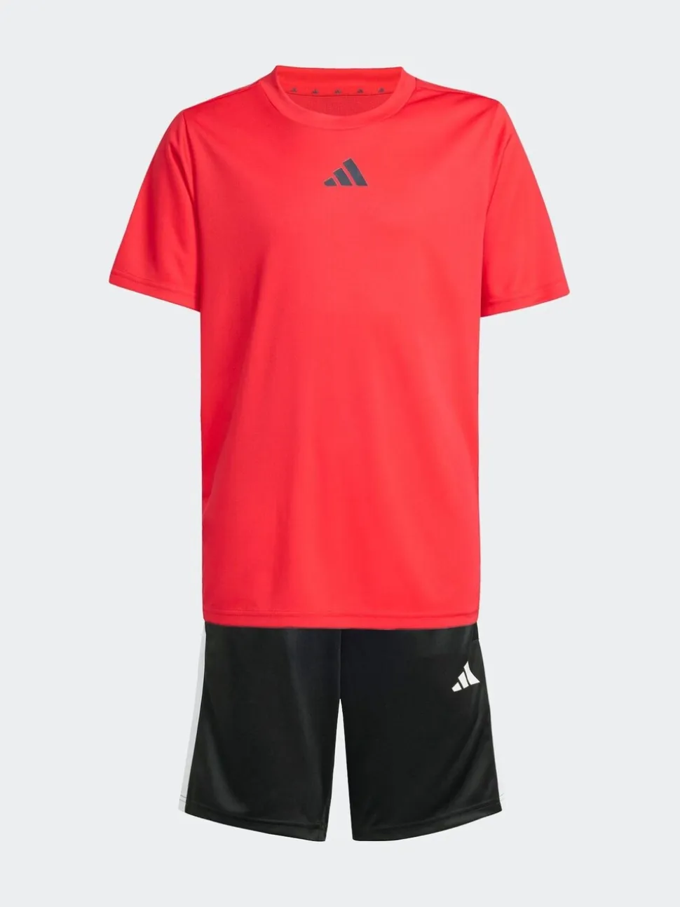 Rood - adidas Train Essentials 3-Strepen Kids T-shirt & Shorts Set