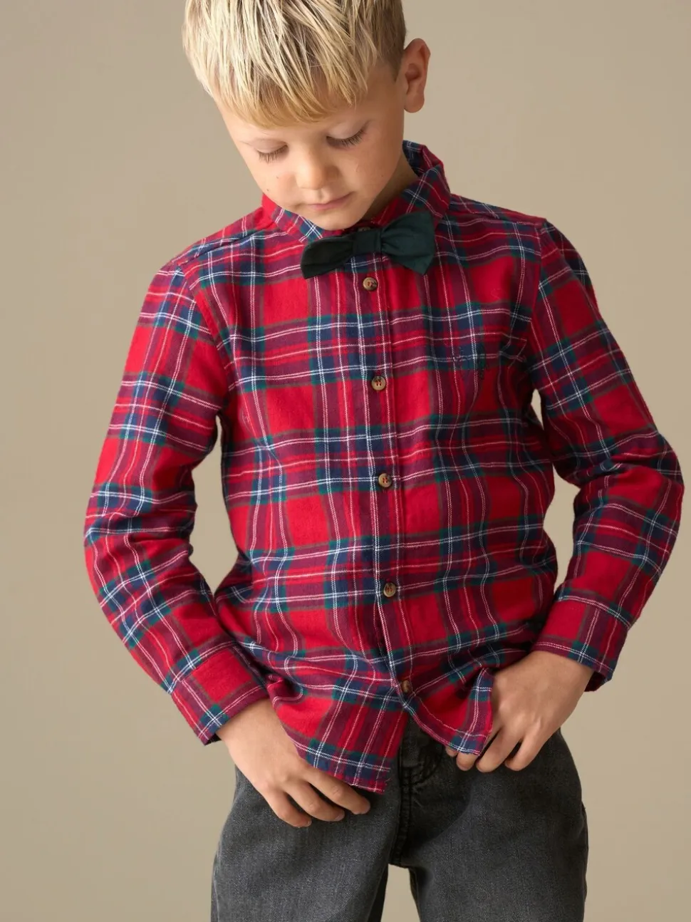Rood - Angel & Rocket Camden Brushed Shirt With Bow Tie