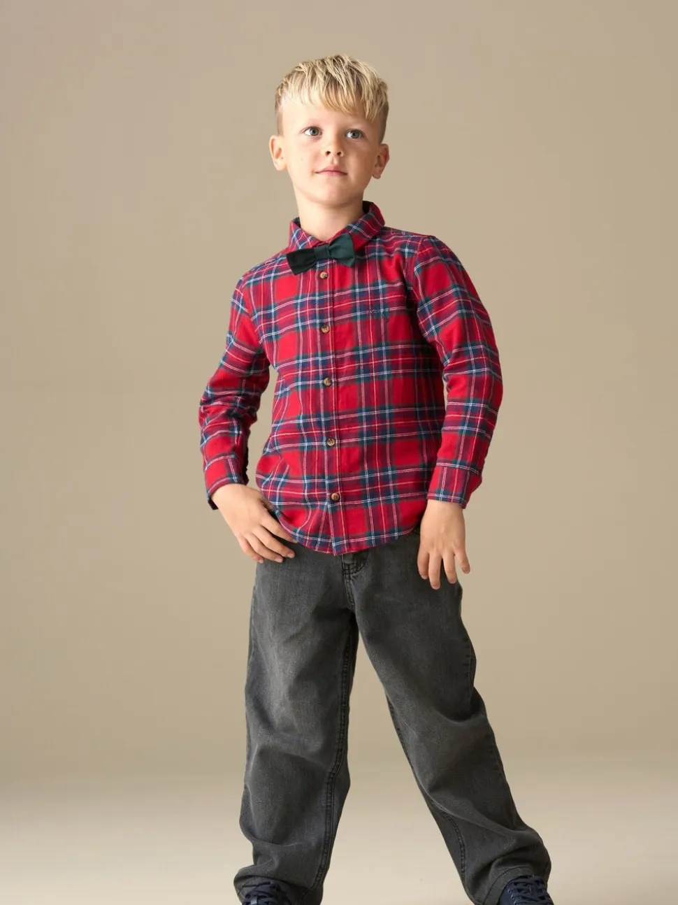 Rood - Angel & Rocket Camden Brushed Shirt With Bow Tie